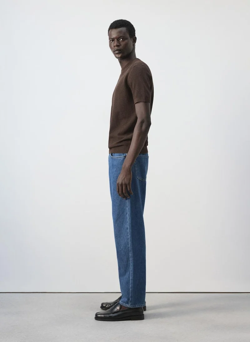 Mango Man 30-MARRON Regular-Fit Knit T-Shirt for Men | Best Price UAE