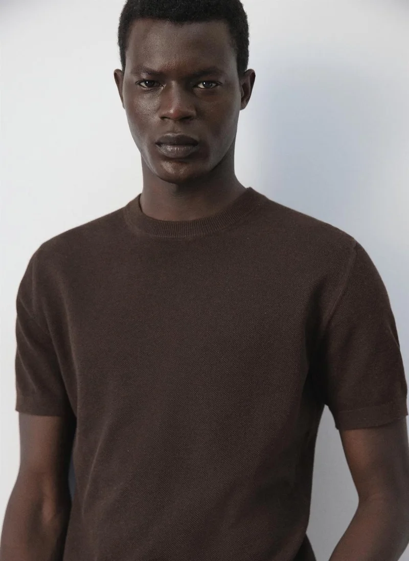 Mango Man 30-MARRON Regular-Fit Knit T-Shirt for Men | Best Price UAE