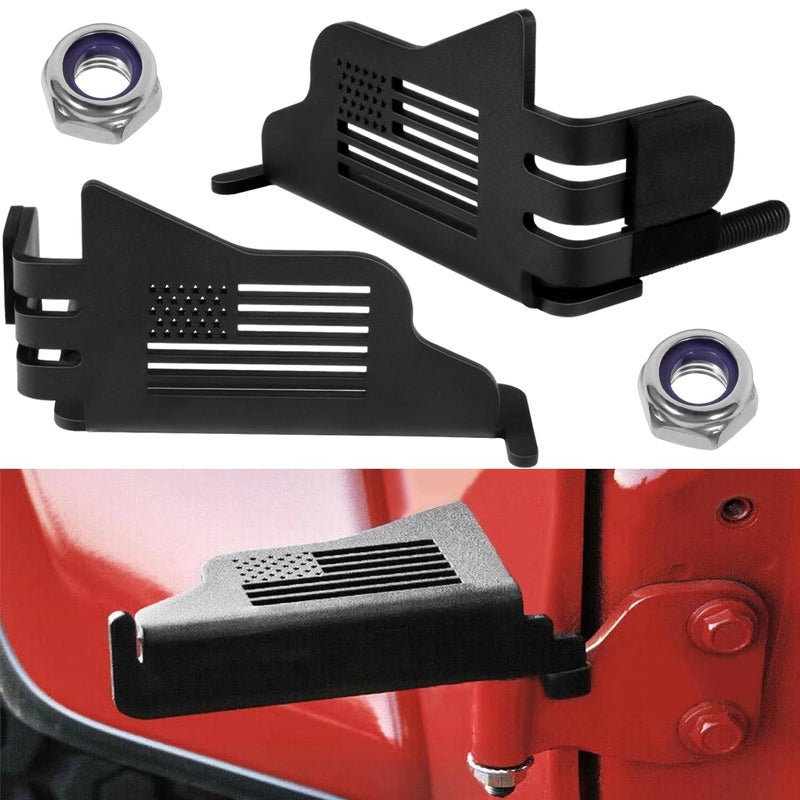 Wrangler Foot Pegs For Jeep Wrangler JK JL JKU JLU 20072025 Gladiator JT 24 Door Exterior Door Hinge Metal Powder Coating Rest Pedals with US Flag Foot Rest Footpegs 2 Pack