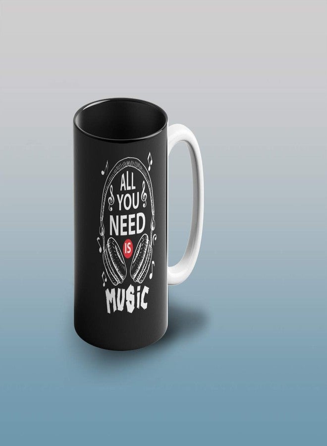 Prink All You Need is Music Inner Black Coffee Mug with Print | Headphones Printed Mug | Music Song Lover Mugs | Gift for Friends | 330ml, Microwave & Dishwasher Safe - Image 3