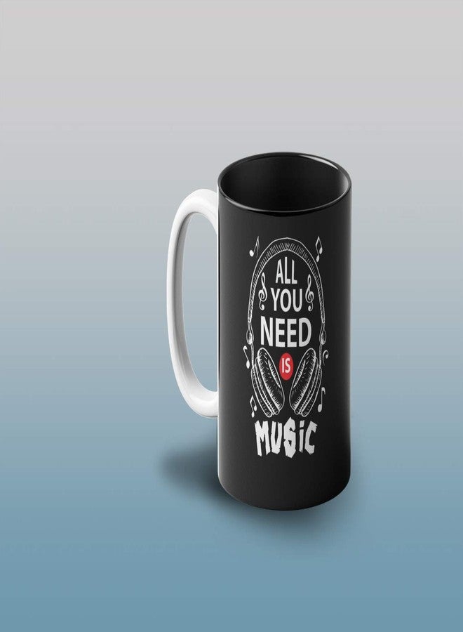 Prink All You Need is Music Inner Black Coffee Mug with Print | Headphones Printed Mug | Music Song Lover Mugs | Gift for Friends | 330ml, Microwave & Dishwasher Safe - Image 2