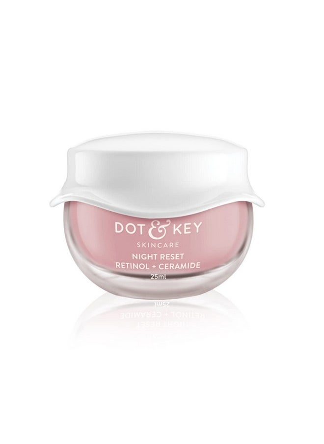 Dot & Key Night Reset Retinol + Ceramide Night Cream | Anti Aging Cream For Women & Men | Reduces Fine Lines & Wrinkles | Oil Free & Non Sticky Moisturizer | For Glowing Youthful Skin | For All Skin Types | 25Ml  - Image 1