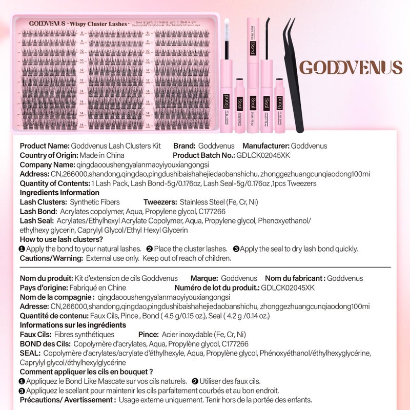Goddvenus Lash Clusters Kit 9-14mm Wispy Eyelash Clusters Lashes Natural DIY Lash Extension Kit Short Cluster Eyelash Extensions Kit 300pcs C Curl Individual Lashes Cluster Eyelash (With Tweezers) - Image 5