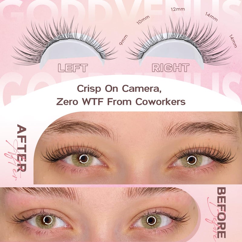 Goddvenus Lash Clusters Kit 9-14mm Wispy Eyelash Clusters Lashes Natural DIY Lash Extension Kit Short Cluster Eyelash Extensions Kit 300pcs C Curl Individual Lashes Cluster Eyelash (With Tweezers) - Image 4