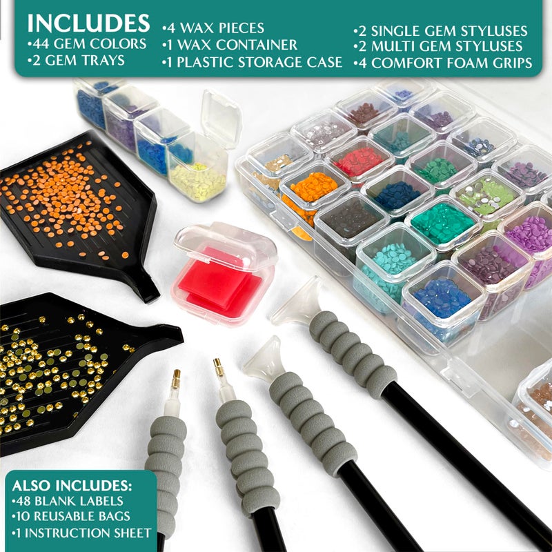 ArtSkills Diamond Painting Kit, Diamond Art Ready to Hang Framed Canvas with Storage and Accessory Kit, Mythical Wolf, 3 Stretched Canvas Panels, 14â€ x 7â€ Each - Image 3