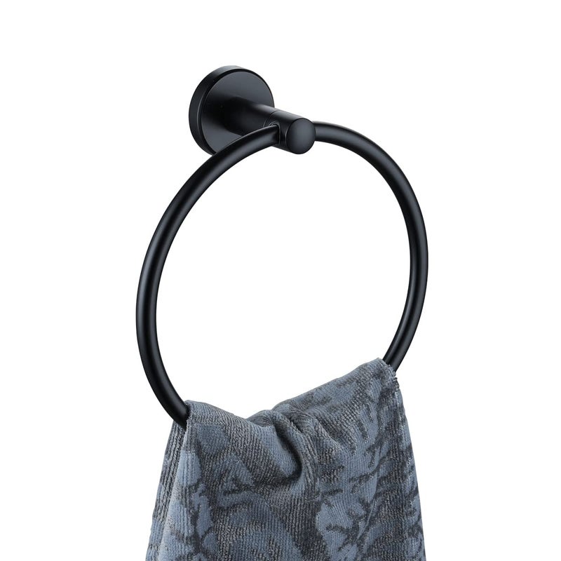 JQK JQK Black Towel Ring 304 Stainless Steel Matte Black Hand Towel Holder for Bathroom Wall Mount TR130PB 