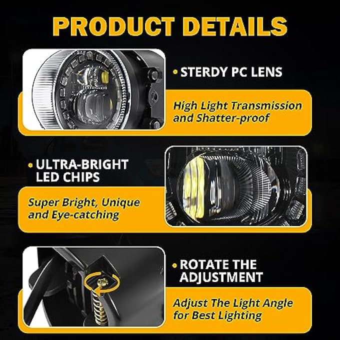 Auxbeam Led Fog Lights With Halo Drl Universal Fit For Toyota Camry Corolla Rav4 Yaris Prius Highlander Venza Avalon Matrix Solara Led Fog Lamps For Lexus Gs Is Lx Rx Es Ct - Image 3