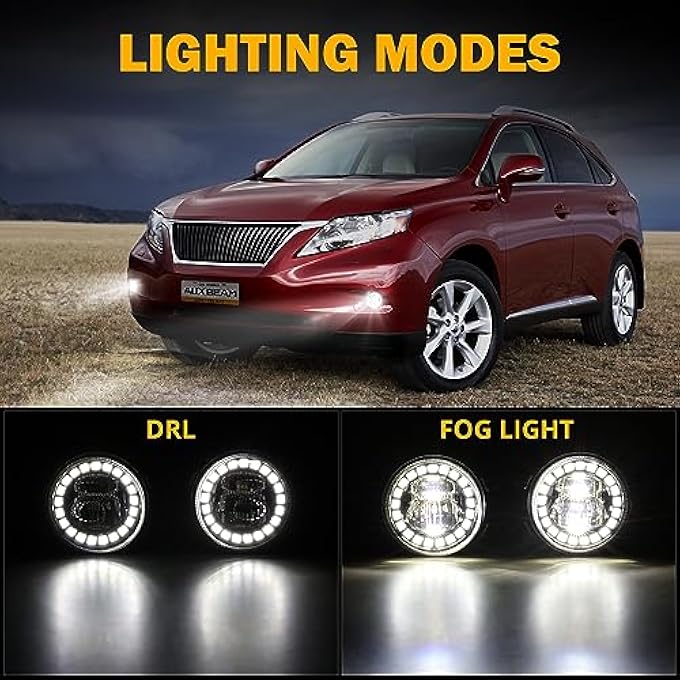 Auxbeam Led Fog Lights With Halo Drl Universal Fit For Toyota Camry Corolla Rav4 Yaris Prius Highlander Venza Avalon Matrix Solara Led Fog Lamps For Lexus Gs Is Lx Rx Es Ct - Image 4