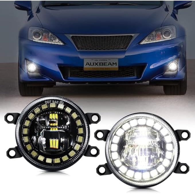 Auxbeam Led Fog Lights With Halo Drl Universal Fit For Toyota Camry Corolla Rav4 Yaris Prius Highlander Venza Avalon Matrix Solara Led Fog Lamps For Lexus Gs Is Lx Rx Es Ct - Image 2