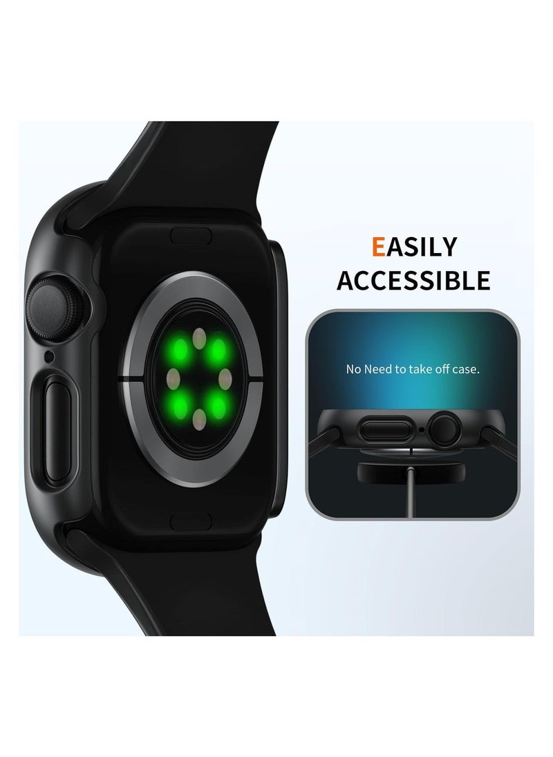 Youque Case for Apple Watch Series 10 46mm Screen Protector, Hard PC Case with Tempered Glass Screen Protector Bubble-Free Cover Slim HD Ultra-Thin Bumper - Image 3