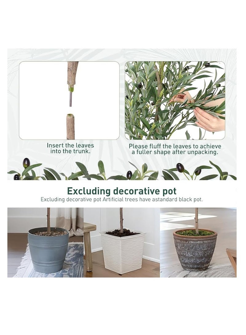Generic Faux Olive Tree, 4.9FT (59in 150CM) Olive Tree Artificial Indoor, Tall Fake Tree, Large Fake Plant for Home Decor Indoor Living Room Housewarming Party Gift  - Image 4