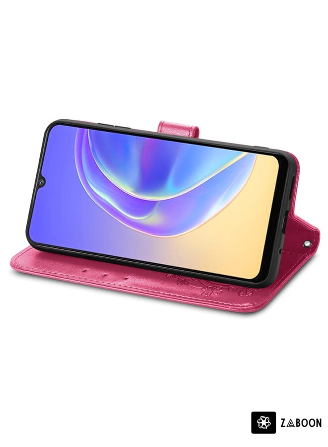 Zaboon Protective Case For vivo V21e 4G Four-leaf Clasp Embossed Buckle Mobile Phone Protection Leather Case with Lanyard & Card Slot & Wallet & Bracket Function - Image 4