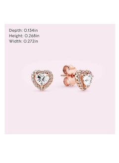PANDORA Pandora Timeless Women's Cubic Zirconia Classic Rose Gold Copper Silver Alloy Heart shaped Earrings  - Image 2