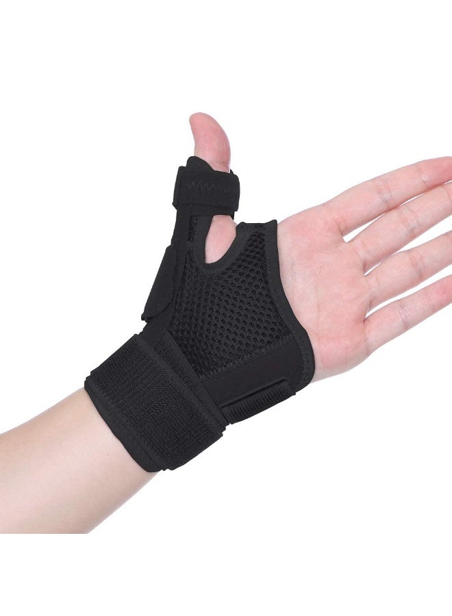 Thumb Brace with Wrist Support for Carpal Tunnel, Sprains & Trigger Thumb - Adjustable Splint for Men & Women (Black, Universal Fit for Left/Right) - Image 1