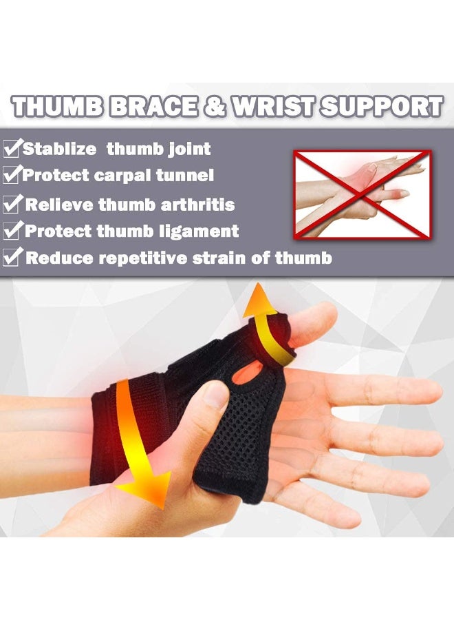Thumb Brace with Wrist Support for Carpal Tunnel, Sprains & Trigger Thumb - Adjustable Splint for Men & Women (Black, Universal Fit for Left/Right) - Image 3