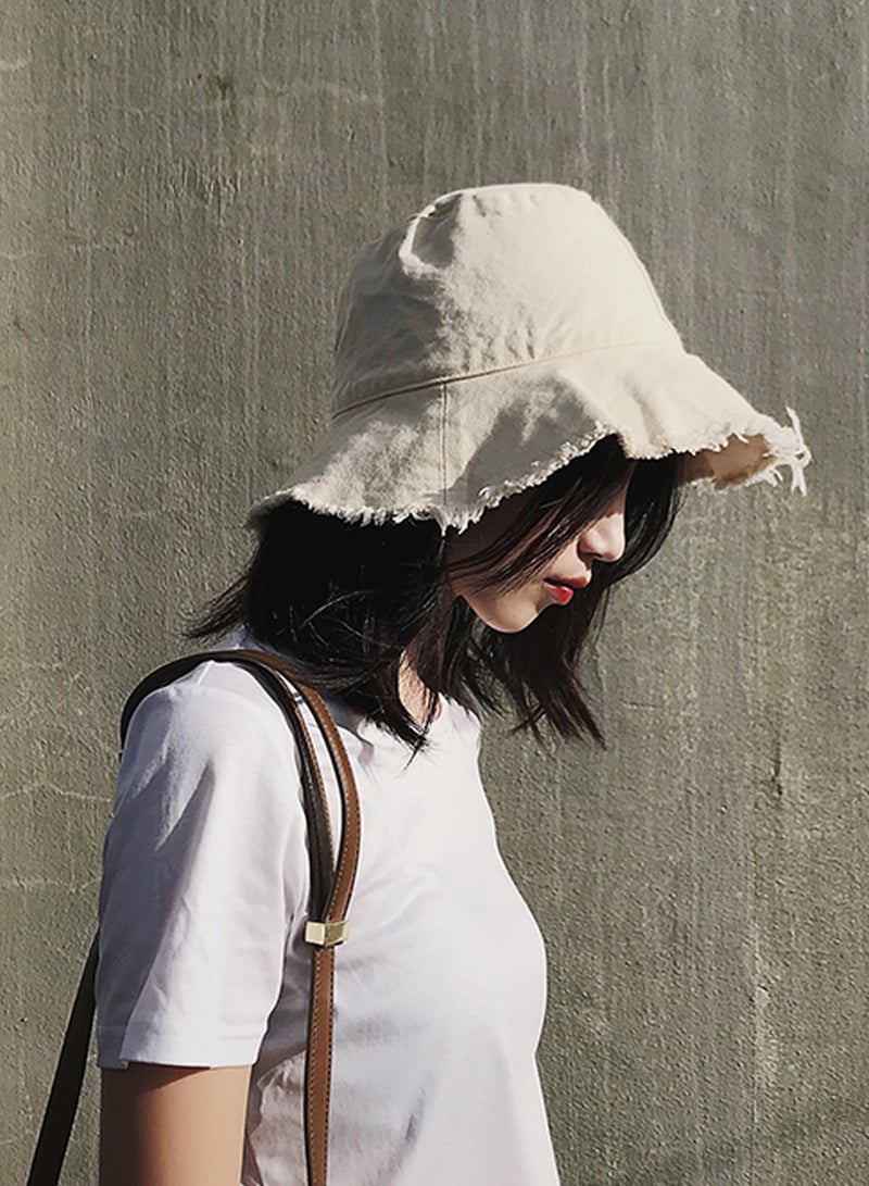 KHAJUL Summer Casual Bucket Hat, Women Fashion Accessory, Sun-Protection Soft Cap, Beach Vacation Use (Beige) - Image 5