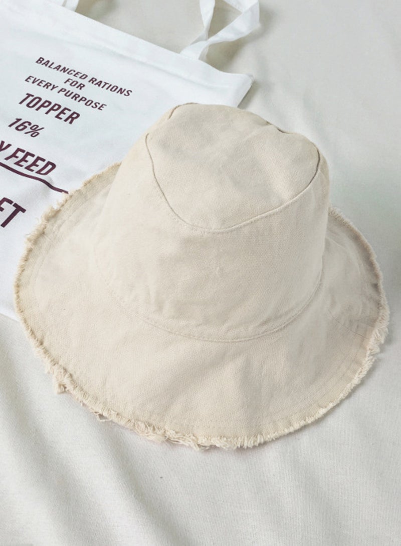 KHAJUL Summer Casual Bucket Hat, Women Fashion Accessory, Sun-Protection Soft Cap, Beach Vacation Use (Beige) - Image 2