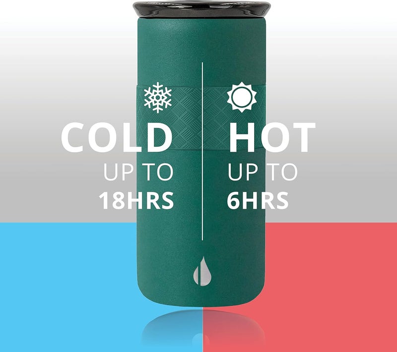 Elemental Artisan Insulated Tumbler, Triple Wall Coffee Travel Mug, Reusable Stainless Steel Coffee Tumbler with Ceramic Lid, Thermal Coffee Cups for Hot (6 Hrs) & Cold (18 Hrs), 16oz - Forest Green - Image 5