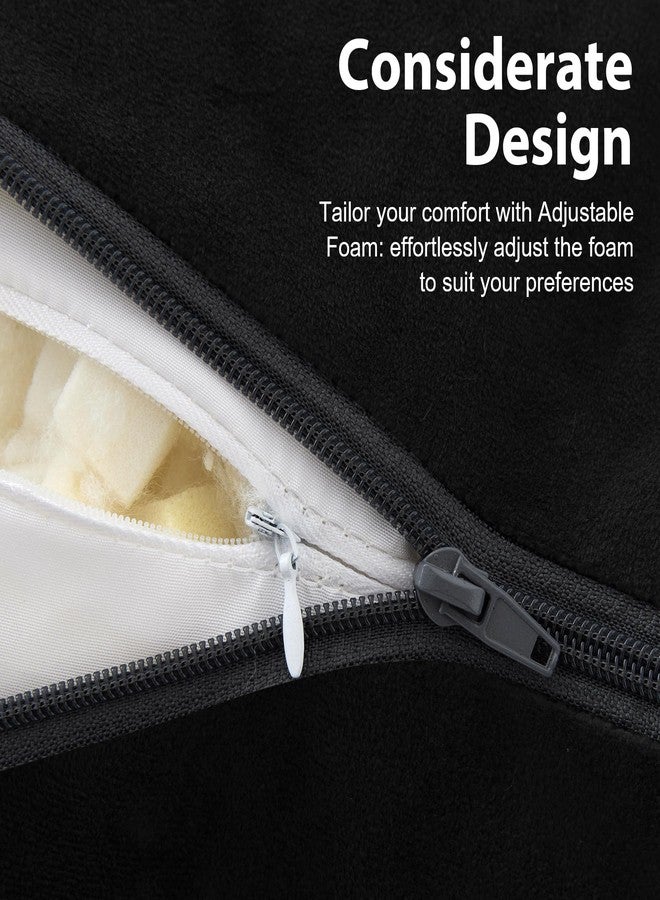IPYNBAP Reading Pillow with Arms for Adult, Back Pillow for Bed Sitting Up, Shredded Memory Foam Backrest Pillow with Pockets & Removable Washable Cover, Lounging, Watching TV, Reading(18" Black) - Image 4