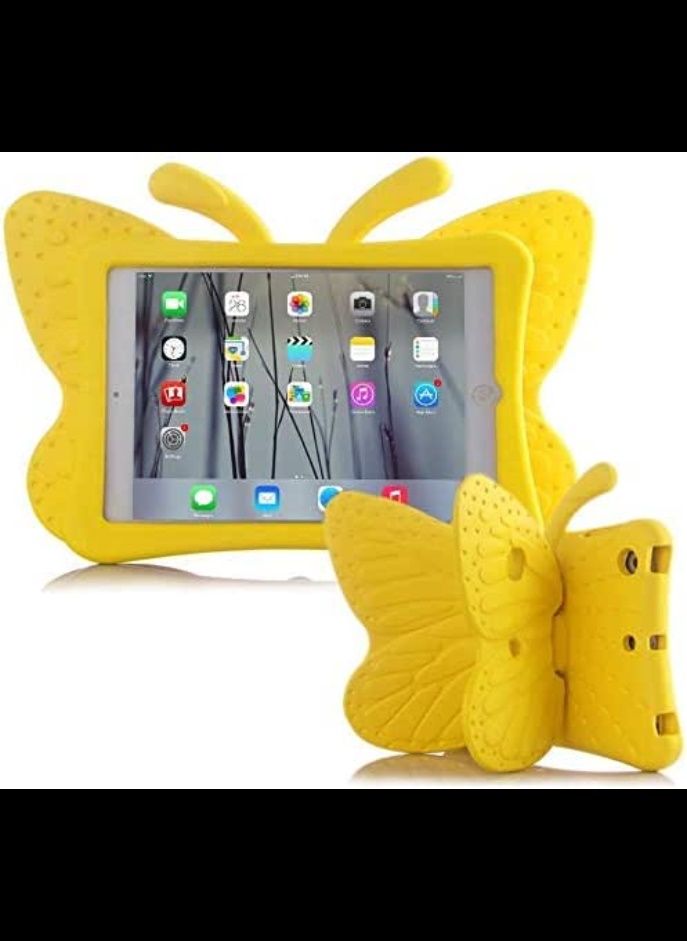 iPad 10.2 Case for Kids, iPad 8th 2020 Case, 3D Cute Cartoon Butterfly Cover Non-Toxic EVA Foam Wings Kickstand Kid-Proof Shockproof Bumper Girl Boy Gift for Apple iPad 7 8 Gen 10.2'' - Yellow