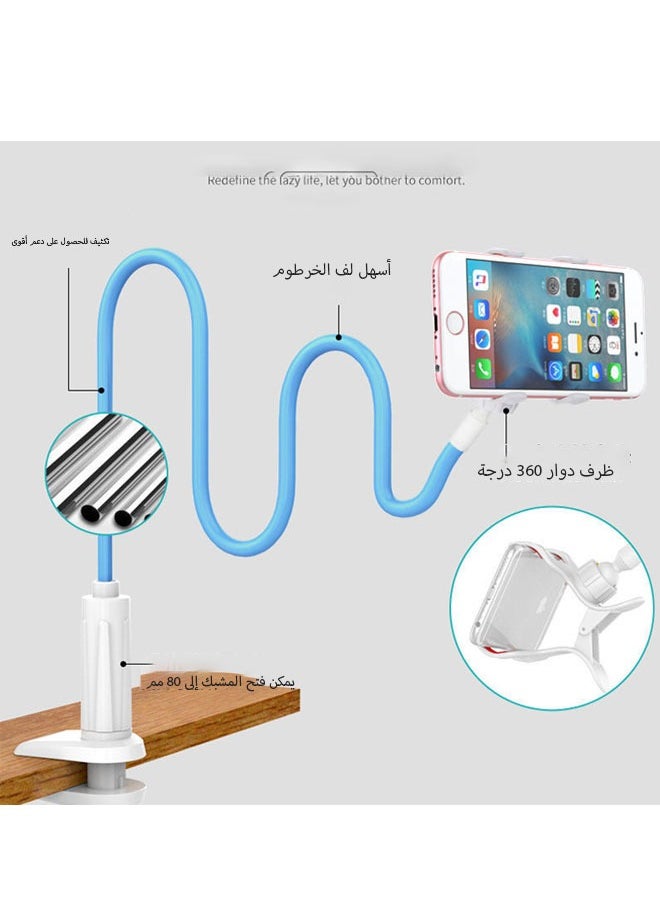 Bukela - Clamp Spiral Base Lazy Stand, Bedside Drama, Live Office, 360° Ultra-stable Hover, Universal Clip Lazy Mounting Clip Hands-free Flexible Long Arm Stand, Suitable for Mobile Phone Mobile Stand Baby Monitor Suitable for Desk, Bed, Office, Kitchen (blue) - Image 1