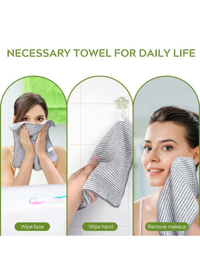 Sinland Microfiber Face Towels Ultra Soft Facial Washcloths Face Cloth for Bath 12Inch x 12Inch 6 Pack Stripe - Image 3