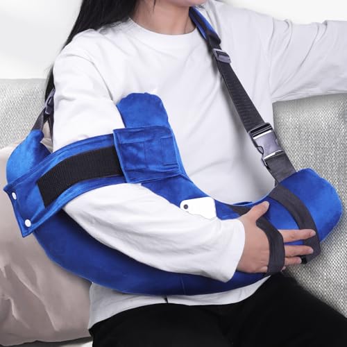 KUAZIDAR Shoulder Pillow Rotator Cuff Pillow for Post Surgery - Arm Sling Pillow for Side Sleepers, Shoulder Pain Relief & Immobilizer for Frozen Shoulder, Neck Support Cushion with Strap (Blue) - Image 1
