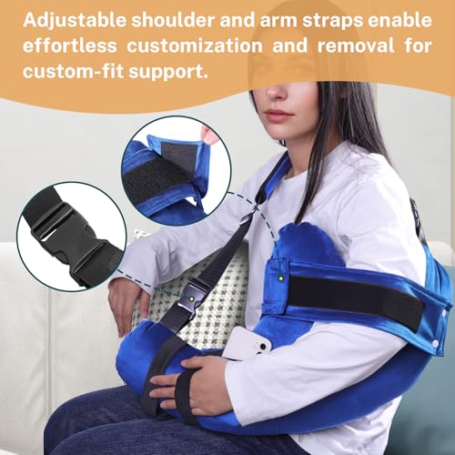 KUAZIDAR Shoulder Pillow Rotator Cuff Pillow for Post Surgery - Arm Sling Pillow for Side Sleepers, Shoulder Pain Relief & Immobilizer for Frozen Shoulder, Neck Support Cushion with Strap (Blue) - Image 3