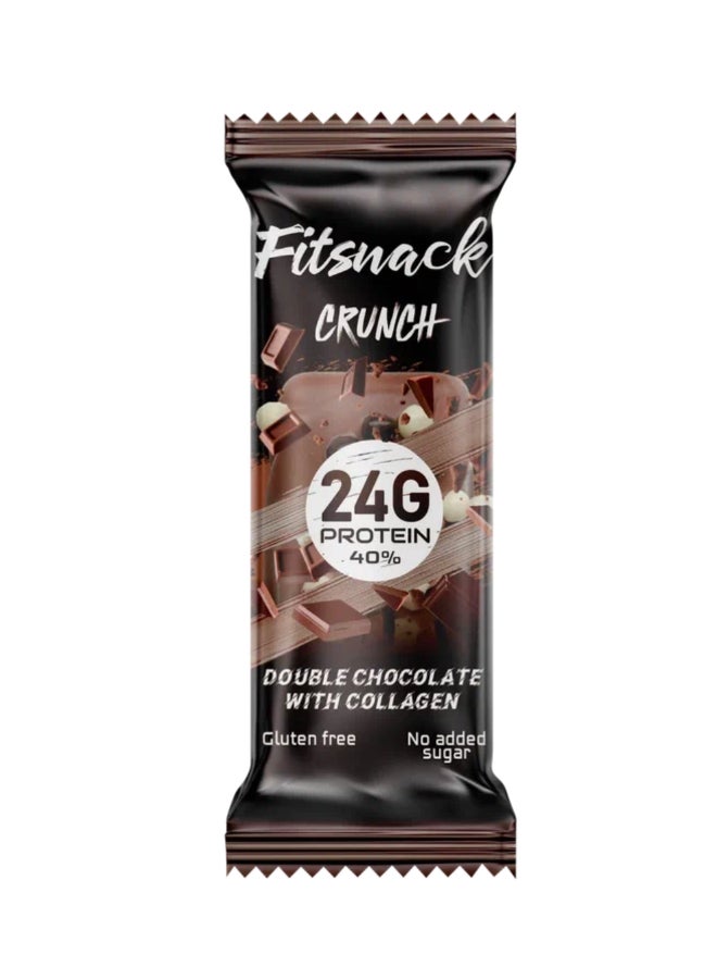 Fitsnack Crunch Double Chocolate Protein Bar, 24% Protein, No Added Sugar, Crunchy Chocolate Snack - Image 1