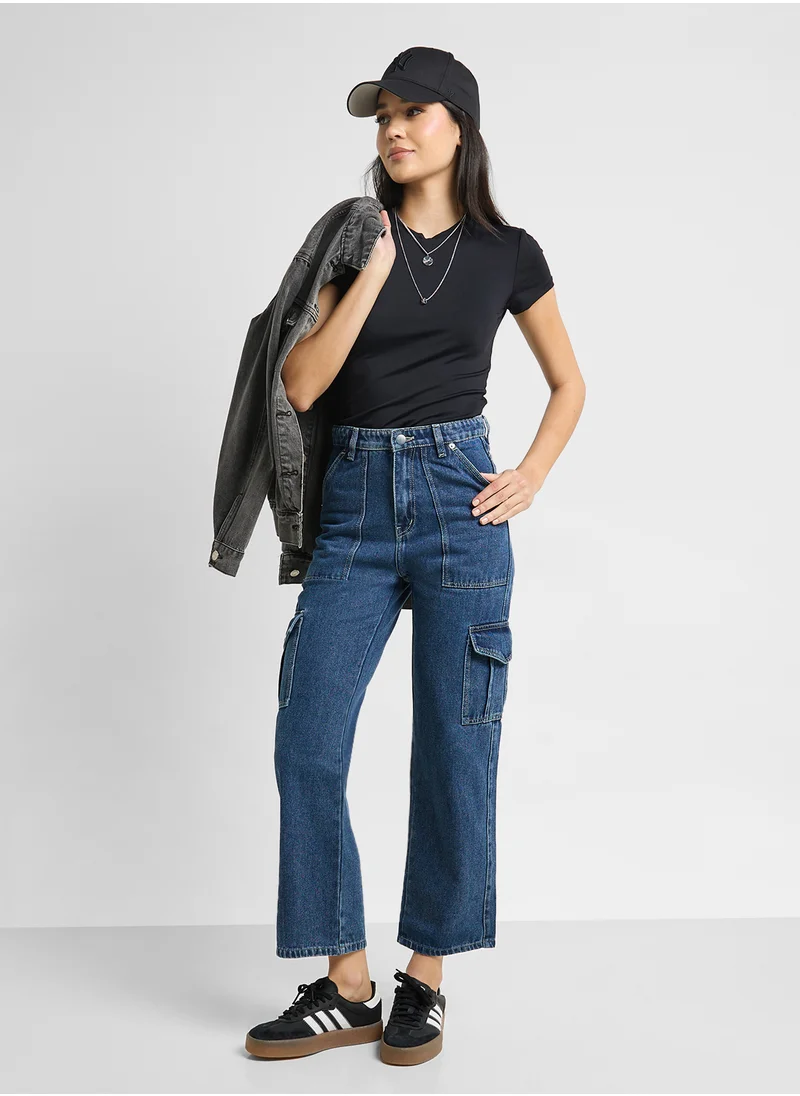 Ginger Straight Fit Cargo Style Jeans