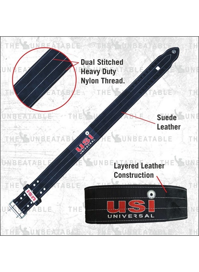 USI Universal The Unbeatable Power Lifting Belt, 790Pl (Light 6Mm Thick Leather, Black, Medium) Weight Lifting Belt For Men & Women Weightlifting Competition Workout Training Weight Support Belt - Image 2