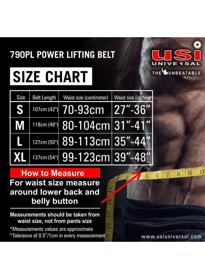 USI Universal The Unbeatable Power Lifting Belt, 790Pl (Light 6Mm Thick Leather, Black, Medium) Weight Lifting Belt For Men & Women Weightlifting Competition Workout Training Weight Support Belt - Image 4