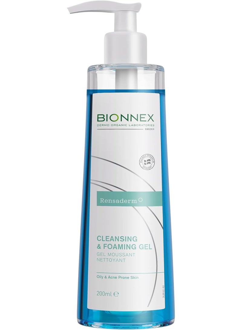 BIONEX Bionnex Rensaderm Cleansing & Foaming Gel 200ml – Deep Pore Cleanser for Oily & Acne-Prone Skin, Balances Sebum & Soothes - Image 1