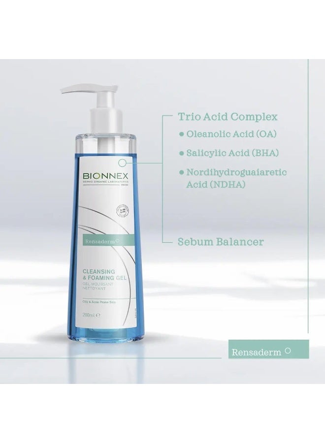 BIONEX Bionnex Rensaderm Cleansing & Foaming Gel 200ml – Deep Pore Cleanser for Oily & Acne-Prone Skin, Balances Sebum & Soothes - Image 3