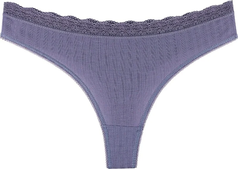 سينسو Women's Mixed Colors Lace Waist 3 Piece Thong Set KTS1208