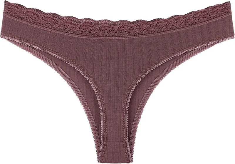سينسو Women's Mixed Colors Lace Waist 3 Piece Thong Set KTS1208