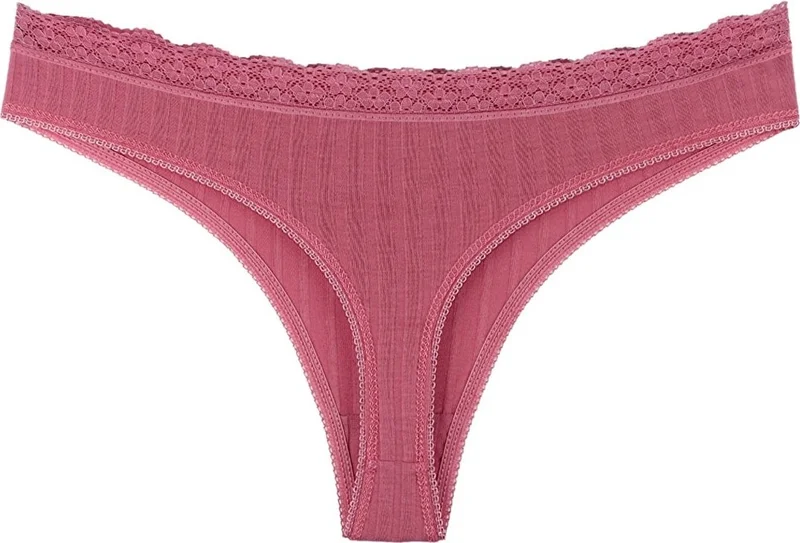 سينسو Women's Mixed Colors Lace Waist 3 Piece Thong Set KTS1208