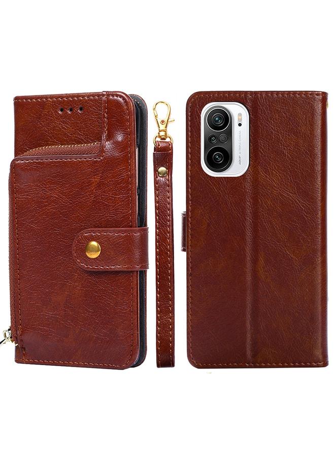 The Bros Zipper Bag PU + TPU Horizontal Flip Leather Case with Holder & Card Slot & Wallet & Lanyard For Xiaomi Redmi K40 / K40 Pro