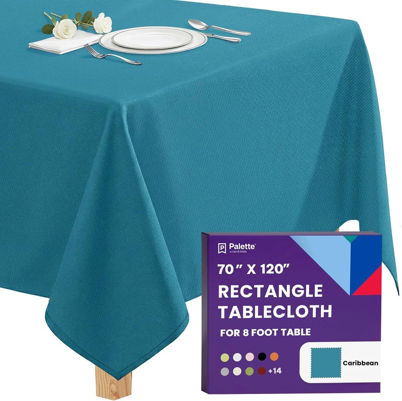 Gee Di Moda Seasonal & permanent compatible Rectangle Tablecloth - 70 x 120 Inch | Caribbean Rectangular Table Cloth in Washable Polyester | Great for Buffet Table, Parties, Holiday Dinner, Wedding & Baby Shower Easy hand assemble compatible - Image 1