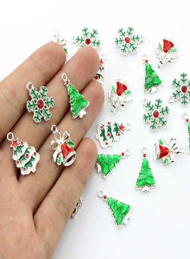 LSHDXD 24PCS Christmas Theme Assorted Decorative Enamel Charm Pendant Christmas Tree Charms Snowflake Wreath Garland Craft Charm DIY for Necklace Bracelet Ankle Earring Jewelry DIY Making - Image 4