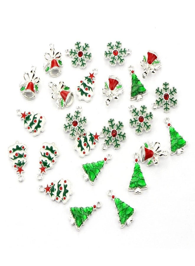 LSHDXD 24PCS Christmas Theme Assorted Decorative Enamel Charm Pendant Christmas Tree Charms Snowflake Wreath Garland Craft Charm DIY for Necklace Bracelet Ankle Earring Jewelry DIY Making - Image 3