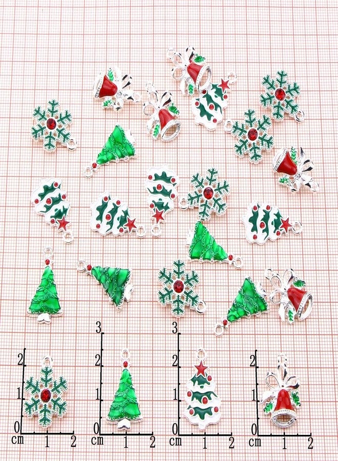 LSHDXD 24PCS Christmas Theme Assorted Decorative Enamel Charm Pendant Christmas Tree Charms Snowflake Wreath Garland Craft Charm DIY for Necklace Bracelet Ankle Earring Jewelry DIY Making - Image 2