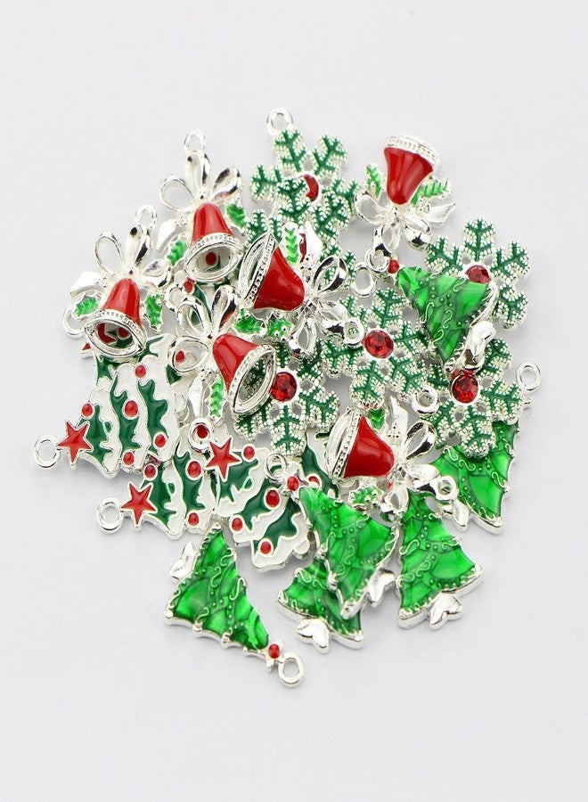 LSHDXD 24PCS Christmas Theme Assorted Decorative Enamel Charm Pendant Christmas Tree Charms Snowflake Wreath Garland Craft Charm DIY for Necklace Bracelet Ankle Earring Jewelry DIY Making - Image 5
