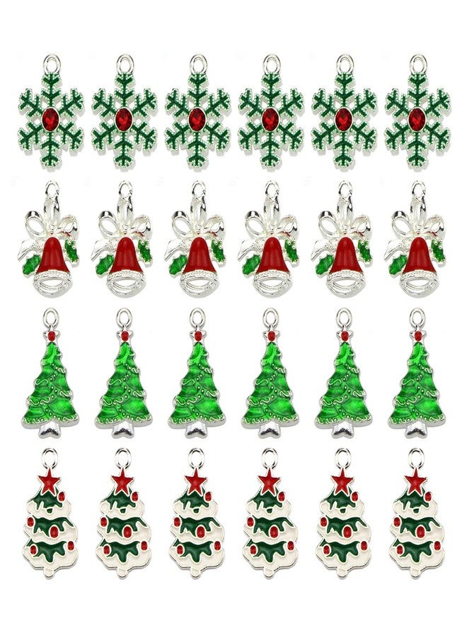 LSHDXD 24PCS Christmas Theme Assorted Decorative Enamel Charm Pendant Christmas Tree Charms Snowflake Wreath Garland Craft Charm DIY for Necklace Bracelet Ankle Earring Jewelry DIY Making - Image 1