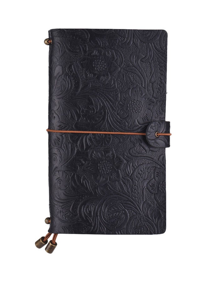 NIBEMINENT Leather Embossed Notebook With Elastic Strap Black - Image 4