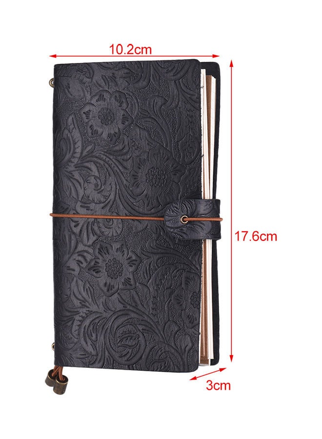 NIBEMINENT Leather Embossed Notebook With Elastic Strap Black - Image 3