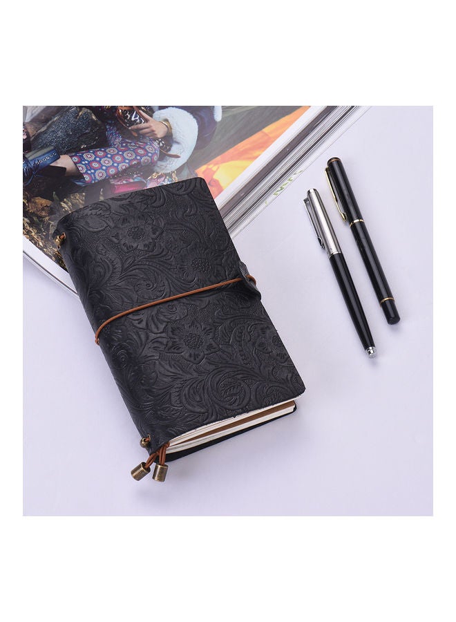 NIBEMINENT Leather Embossed Notebook With Elastic Strap Black - Image 2