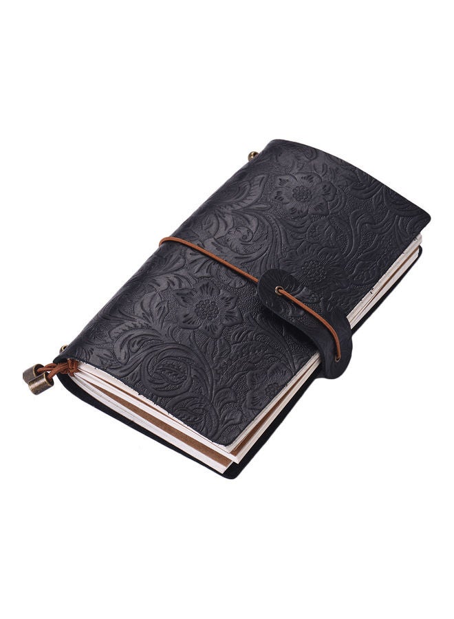 NIBEMINENT Leather Embossed Notebook With Elastic Strap Black - Image 5