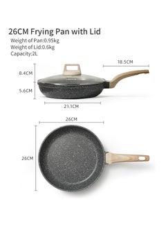 CAROTE CAROTE Nonstick Frying Pan Skillet,10 Inch Non Stick Granite Fry Pan with Glass Lid, Egg Pan Omelet Pans, Stone Cookware Chef's Pan, PFOA Free (Classic Granite)  - Image 2