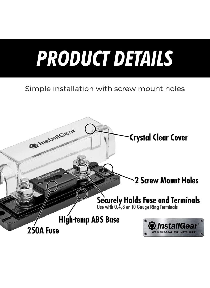 InstallGear InstallGear 0/2/4 Gauge ANL Fuse Holder with 250 Amp ANL Fuses - 2 Pack  - Image 5